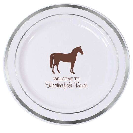 Horse Silhouette Premium Banded Plastic Plates